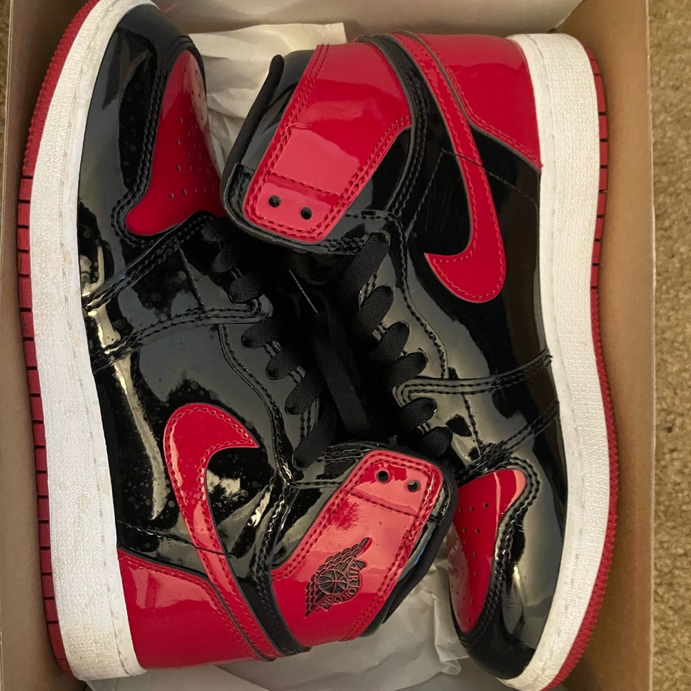Nike Black and Red Sneakers with Patent Leather